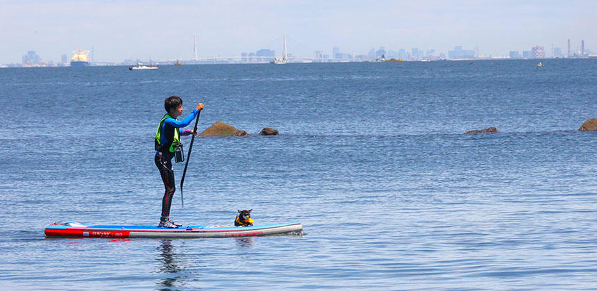 インストラクターの手厚い指導もありコツを飲み込んでスピードアップしながら、コロ助くんと水上散歩